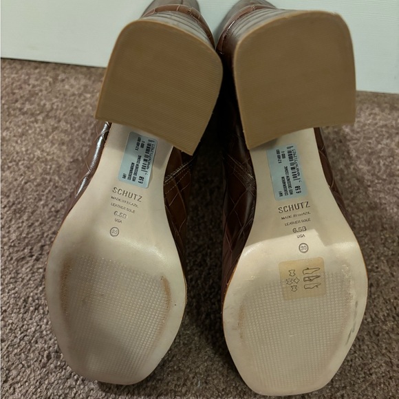 NWT Schutz Raff Croc-Embossed Leather Platform Boots - Picture 8 of 10